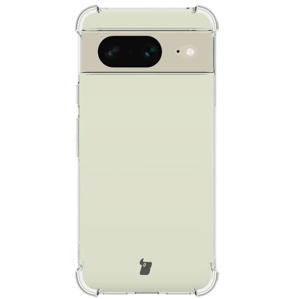 Suojakuori + 2x Bizon-kotelo, kirkas lasi, Google Pixel 8:lle, läpinäkyvä