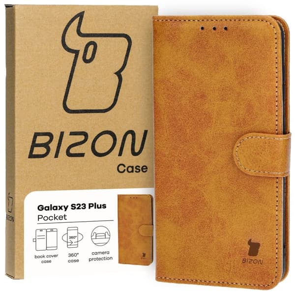 Bizon-etui med lomme til Galaxy S23 Plus, brun