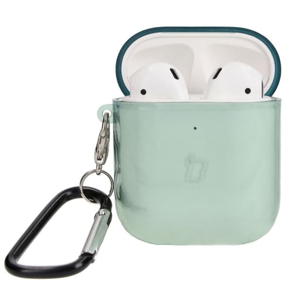 Bizon-fodral till hörlurar, genomskinligt för Airpods 1/2, transparent grönt