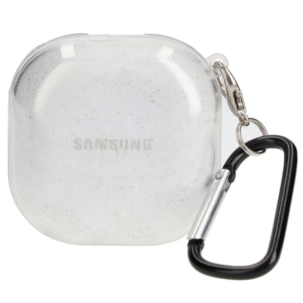 Bizon-etui til hovedtelefoner, gennemsigtig til Galaxy Buds Live / Pro / Buds2 / Buds2 Pro / Buds FE, gennemsigtig - glitter