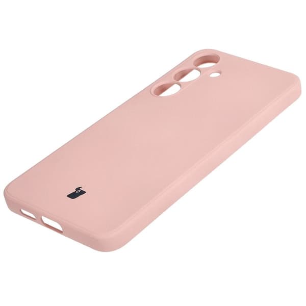 Bizon Silicone Sq -suojakuori Galaxy S24 Plus -puhelimelle, vaaleanpunainen