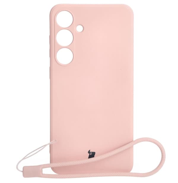 Bizon Silicone Sq -suojakuori Galaxy S24 Plus -puhelimelle, vaaleanpunainen