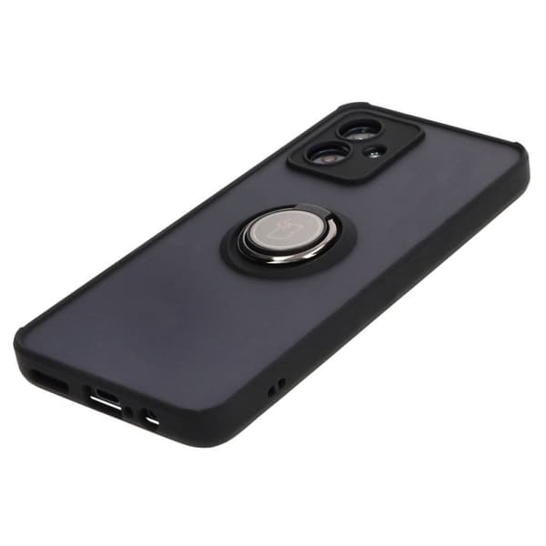 Bizon Case Hybrid Ring Fingerringfodral till Motorola Moto G54 5G/G54 Power, Rökfärgad med Svart Ram