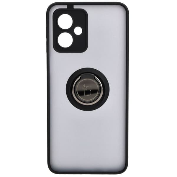 Bizon Case Hybrid Ring Fingerringfodral till Motorola Moto G54 5G/G54 Power, Rökfärgad med Svart Ram