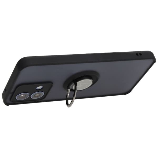 Bizon Case Hybrid Ring Fingerringfodral för Motorola Moto G84 5G, Rökfärgad med Svart Ram