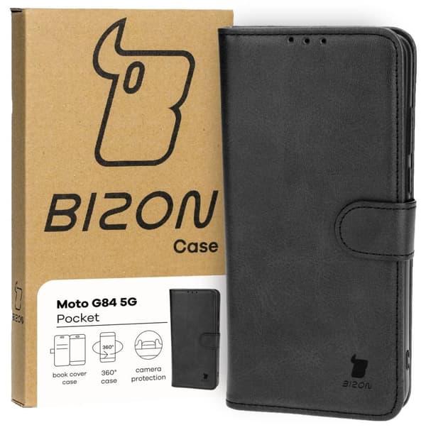 Bizon Case Pocket Flipfodral till Motorola Moto G84 5G, Svart