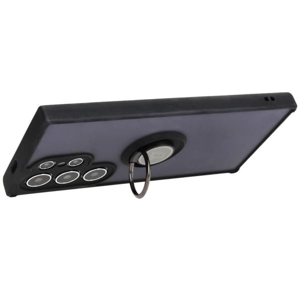 Bizon Case Hybrid Ring Fingerring Cover til Galaxy S24 Ultra, Røgfarvet med Sort Ramme