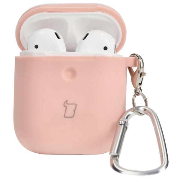 Bizon-fodral till hörlurar i silikon för AirPods 1/2, ljusrosa