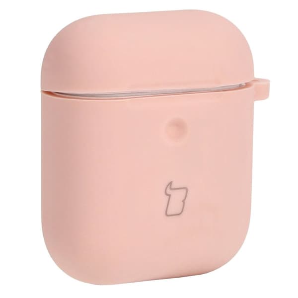 Bizon-fodral till hörlurar i silikon för AirPods 1/2, ljusrosa