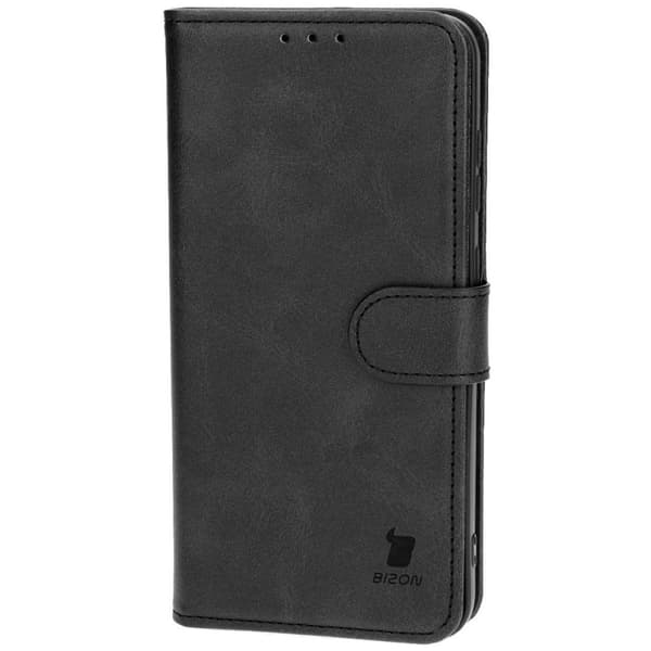 Bizon Case Pocket Flip Cover til Galaxy S25 Plus / S24 Plus, Sort