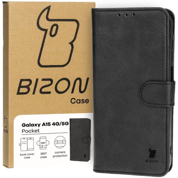 Bizon-skal med ficka för Galaxy A15 5G/4G, svart