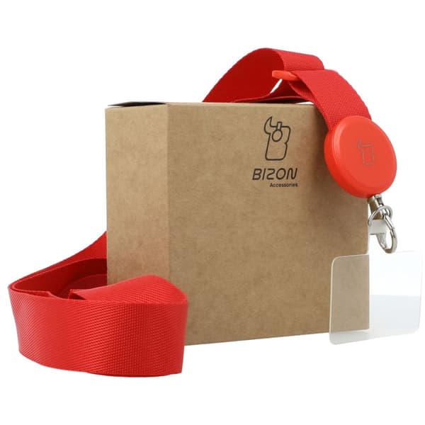 Bizon Accessories -puhelinhihna sudenkorento-hihnalla, punainen