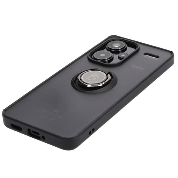 Bizon Case Hybrid Ringfingerringfodral för Xiaomi Redmi Note 13 Pro+ 5G, Rökfärgad med Svart Ram