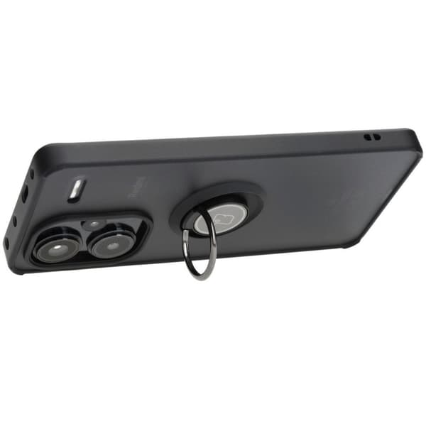 Bizon Case Hybrid Ringfingerringfodral för Xiaomi Redmi Note 13 Pro+ 5G, Rökfärgad med Svart Ram