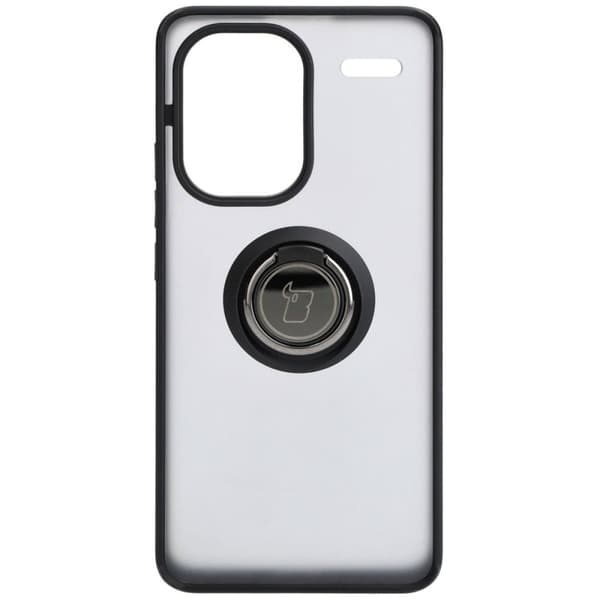 Bizon Case Hybrid Ringfingerringfodral för Xiaomi Redmi Note 13 Pro+ 5G, Rökfärgad med Svart Ram