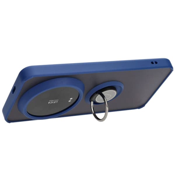 Bizon Case Hybrid Ring Fingerring Cover til Xiaomi 14 Ultra, Røgfarvet med Marineblå Ramme