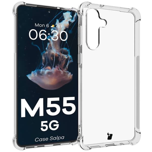 Bizon Case Salpa joustava suojakuori Galaxy M55 5G:lle, läpinäkyvä