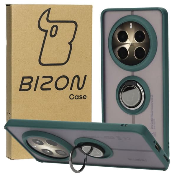 Bizon Case Hybrid Sormuskotelo Realme 12 Pro / 12 Pro+:lle, savunpunainen ja tummanvihreä kehys
