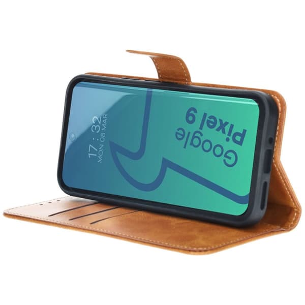 Bizon Case Pocket Flipfodral för Google Pixel 9 / 9 Pro, Brun