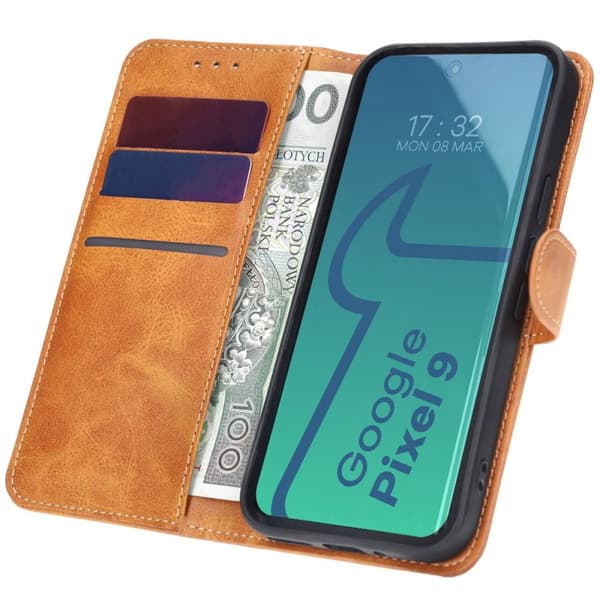 Bizon Case Pocket Flipfodral för Google Pixel 9 / 9 Pro, Brun