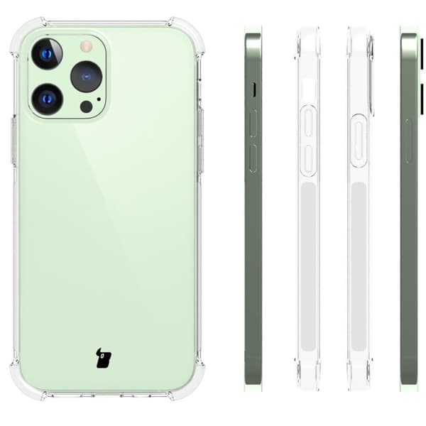 Bizon-kotelo + 2 lasia + linssi, läpinäkyvä iPhone 13 Prolle