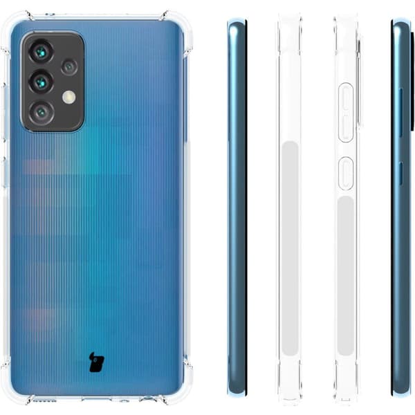 Skal + 2x glas + lins Bizon-skal Clear Pack för Galaxy A52s 5G, A52 5G/4G, transparent
