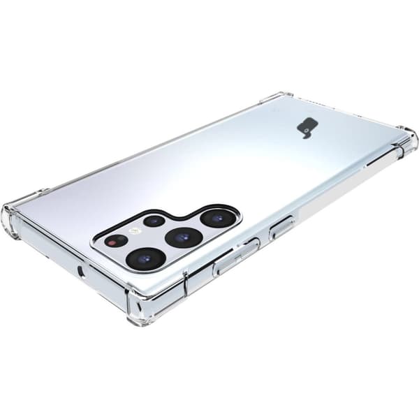 Etui + 2x film + linse Bizon-etui klar pakke til Galaxy S22 Ultra, gennemsigtig