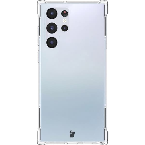 Etui + 2x film + linse Bizon-etui klar pakke til Galaxy S22 Ultra, gennemsigtig