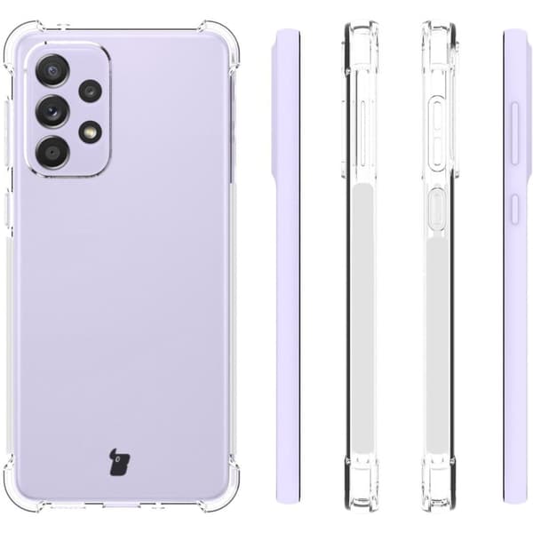 Suojakuori + 2 kpl lasia + linssi Bizon-kotelo, kirkas pakkaus Galaxy A33 5G:lle, läpinäkyvä