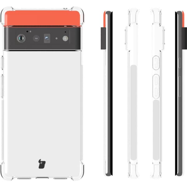 Bizon-kotelo + 2x filmi + linssi, kirkas pakkaus Google Pixel 6 Prolle, läpinäkyvä
