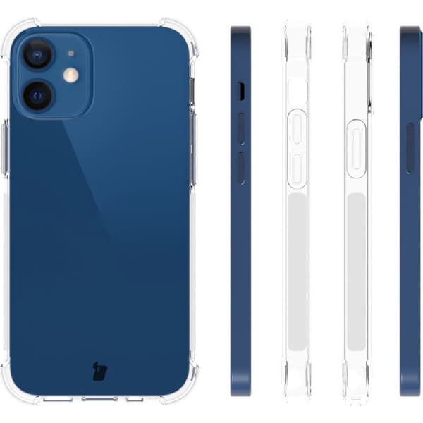 Etui + 2x glas + linse Bizon Cover Clear Pack til iPhone 12 Mini, gennemsigtig