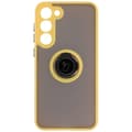 Miniatyrbillede 2 af 8: Bizon Case Hybrid Ring Fingerring Cover til Galaxy S23 Plus, Røgfarvet med Gul Ramme