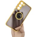 Miniatyrbillede 1 af 8: Bizon Case Hybrid Ring Fingerring Cover til Galaxy S23 Plus, Røgfarvet med Gul Ramme