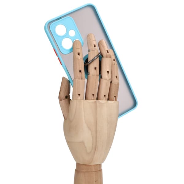 Bizon Case Hybrid Ring Fingerring Cover til Xiaomi Poco X5 / Redmi Note 12 5G, Røgfarvet med Lyseblå Ramme