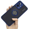 Miniatyrbild 1 av 8: Bizon Case Hybrid Ring Fingerringfodral för Xiaomi Poco X5 / Redmi Note 12 5G, Rökfärgad med Marinblå Ram