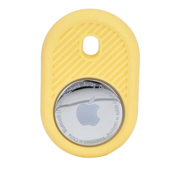 Bizon Case Locator -matkakotelo Apple AirTagille, keltainen