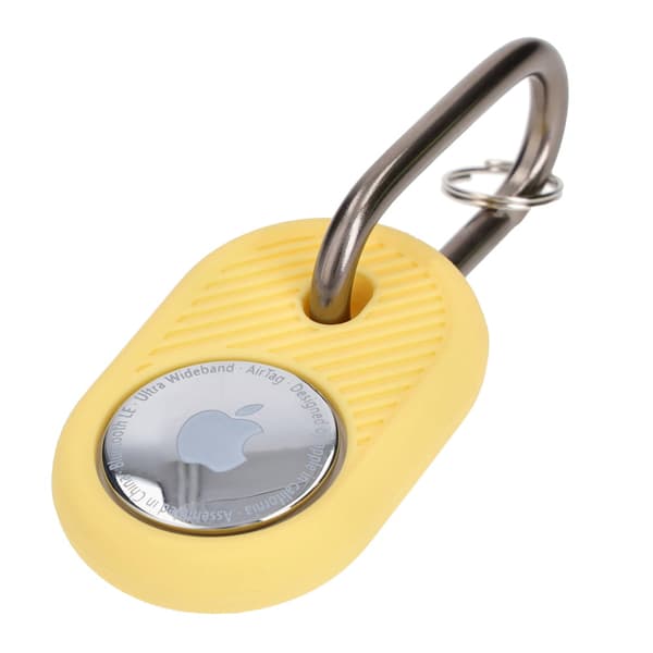 Bizon Case Locator -matkakotelo Apple AirTagille, keltainen
