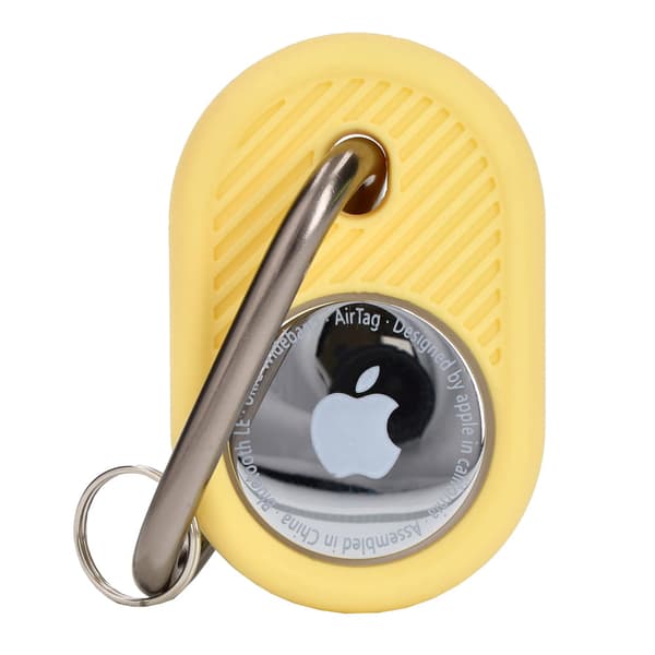 Bizon Case Locator -matkakotelo Apple AirTagille, keltainen