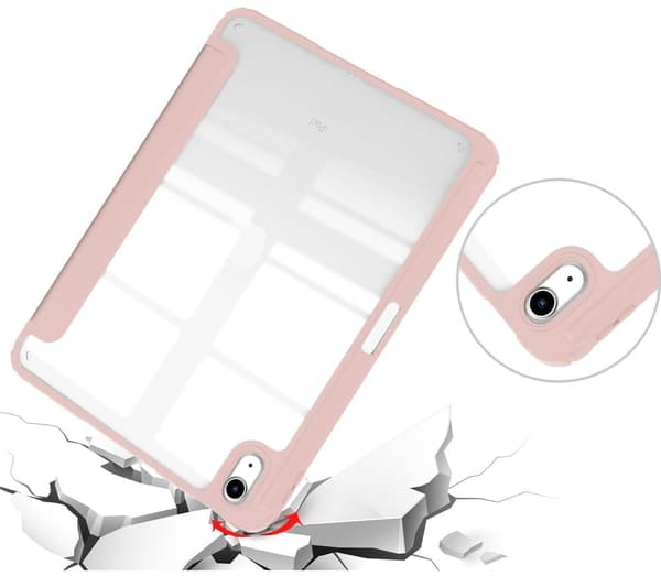 Bizon-skal med flik, genomskinligt matt för iPad 11/10 generationen. 2025/2022, roséguld
