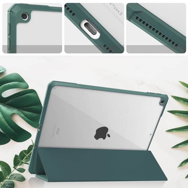 Bizon Cover Tab Clear Matt til iPad 9/8/7 10.2 2021/2020/2019, mørkegrøn