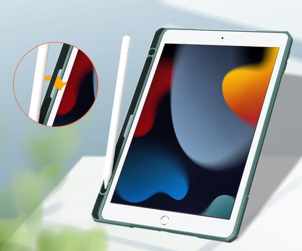 Bizon Cover Tab Clear Matt til iPad 9/8/7 10.2 2021/2020/2019, mørkegrøn