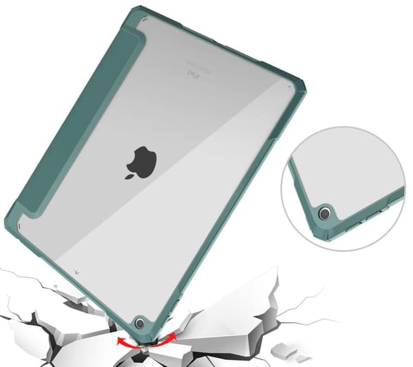 Bizon Cover Tab Clear Matt til iPad 9/8/7 10.2 2021/2020/2019, mørkegrøn
