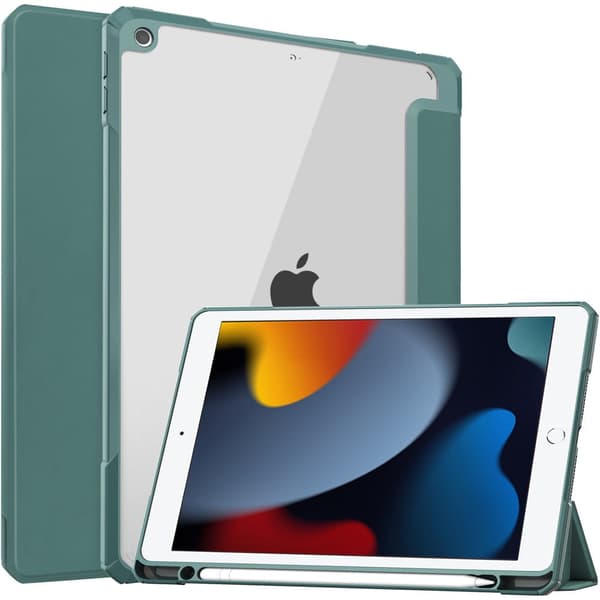 Bizon Cover Tab Clear Matt til iPad 9/8/7 10.2 2021/2020/2019, mørkegrøn