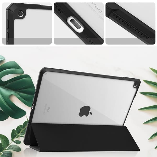 Bizon Cover Tab Clear Matt til iPad 9/8/7 10.2 2021/2020/2019, sort