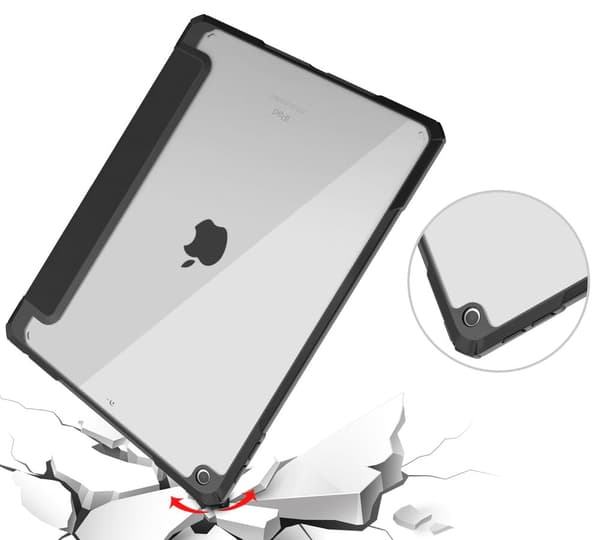 Bizon Cover Tab Clear Matt til iPad 9/8/7 10.2 2021/2020/2019, sort