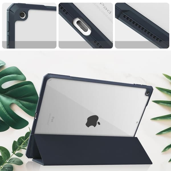 Bizon Cover Tab Clear Matt til iPad 9/8/7 10.2 2021/2020/2019, marineblå