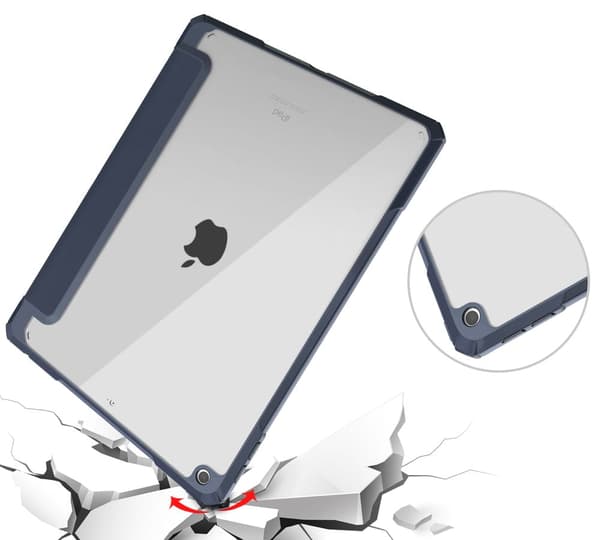 Bizon Cover Tab Clear Matt til iPad 9/8/7 10.2 2021/2020/2019, marineblå