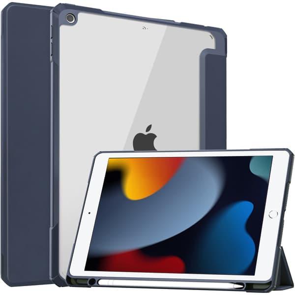 Bizon Cover Tab Clear Matt til iPad 9/8/7 10.2 2021/2020/2019, marineblå