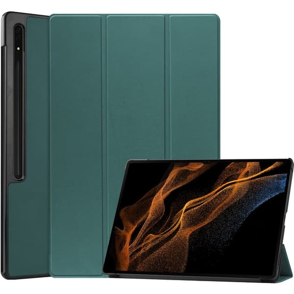 Bizon Tab Croc -kotelo Galaxy Tab S8 Ultralle, tummanvihreä