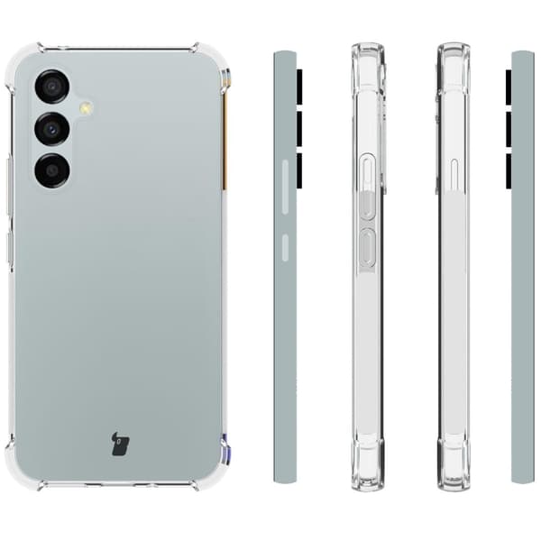 Suojakuori + 2 kpl lasia + linssi Bizon-kotelo, kirkas pakkaus Galaxy A54 5G:lle, läpinäkyvä